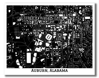 AUBURN Alabama Map Print, Auburn Map Art, Auburn graduation gift, Auburn Alumni gift idea, Alabama city map, Auburn Dorm Decor, Alabama Map!