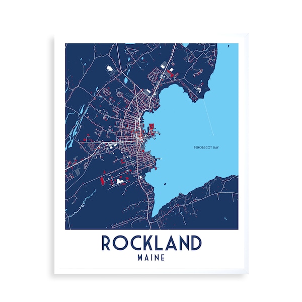 Rockland Map, Rockland Maine, Moving Away Gift! Going Away Gift! Wedding Gift! Travel Art! Home Decor! Housewarming Gift! Travel Momento!