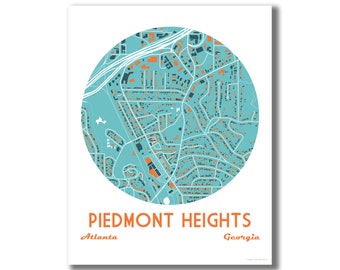 Piedmont Heights Map Print! Piedmont Heights Art, Atlanta, GA, Realtor Closing Gift, Airbnb Decor, Housewarming Gift, Wedding, Moving Gift!