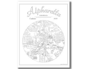 ALPHARETTA Map Print, Alpharetta Art, Alpharetta Georgia Map, Alpharetta Gift, Alpharetta GA Print, Housewarming, Wedding, Closing Gift!