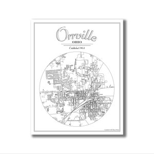 ORRVILLE OH Map Print, Orrville City Map, Ohio map print, First Anniversary Paper Gift, Ohio Art Poster, Housewarming Gift, Moved Away Gift!