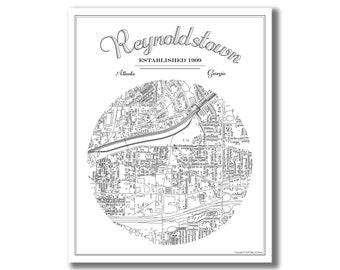 REYNOLDSTOWN Map Print, Reynoldstown Atlanta Neighborhood Map, Reynoldstown Atlanta Art Print, Black and White Vintage Style Map, Custom Map