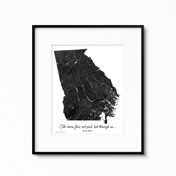 Rivers Of Ga John Muir Hydrology Map Print Map Art The Etsy