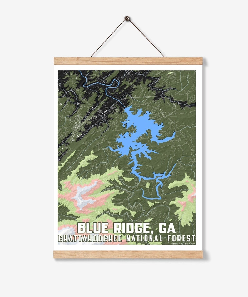 Display Blue Ridge Map Blue Ridge Map, Blue Ridge Poster, Nature Map, Georgia Outdoors ...