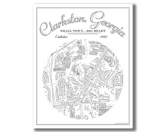 CLARKSTON Map Print, Clarkston GA Map, Clarkston Art Print, Black and White Vintage Style Map, Custom City Map, Personalized Map Gift!