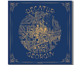 Decatur Georgia Map Print • Vintage-Inspired City Map Poster • Unique Georgia Home Decor • Decatur Wall Art