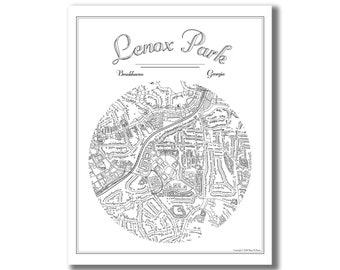 LENOX PARK Map Print, Lenox Park Brookhaven Map, Atlanta Art Print, Vintage Style Map, Custom City Map, Housewarming Gift, Closing Gift!