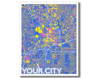 Custom City Map! Modern Map Art, Custom Gift, Wedding, Housewarming, Moving Away, Travel, Going Away, Graduation, Custom Art, Custom Map!