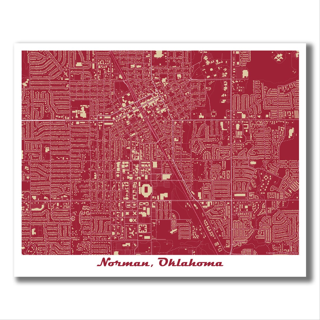 NORMAN OK Map Print, Norman Oklahoma Map, Norman Art Print, Norman