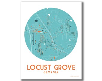 LOCUST GROVE Map Print, Locust Grove Georgia Map Art, Locust Grove Wall Art, City Map Print, Housewarming Gift, Realtor Closing Gift, Ga Art