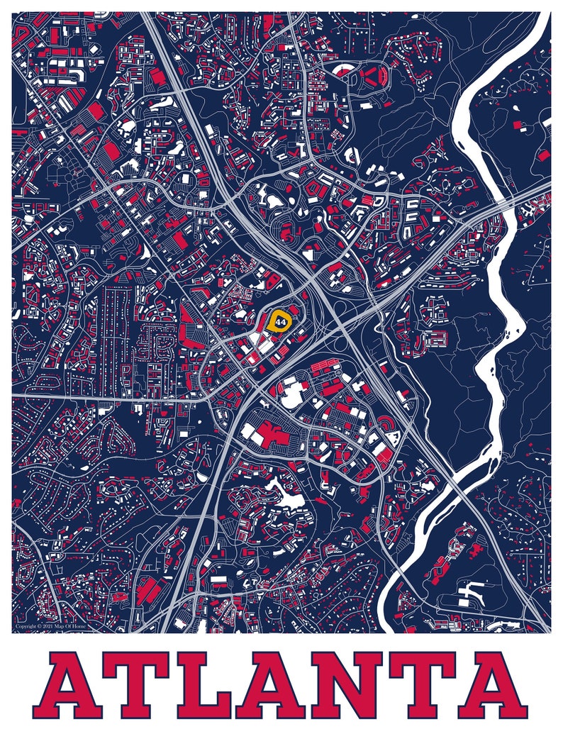 Truist Park the Battery Atlanta Map Map Art Atlanta Art - Etsy