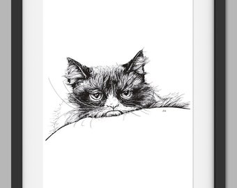 Digital printing A4: Mieswittige Katze