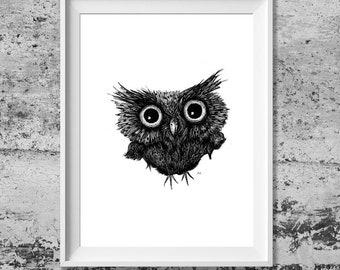 Digital print A4: Little owl