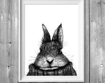 Digitaldruck A4: Grumpy Hare