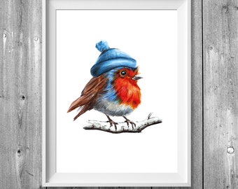 Digital printing A4: Winter Robin