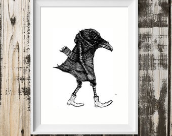 Digital print A4: Crow