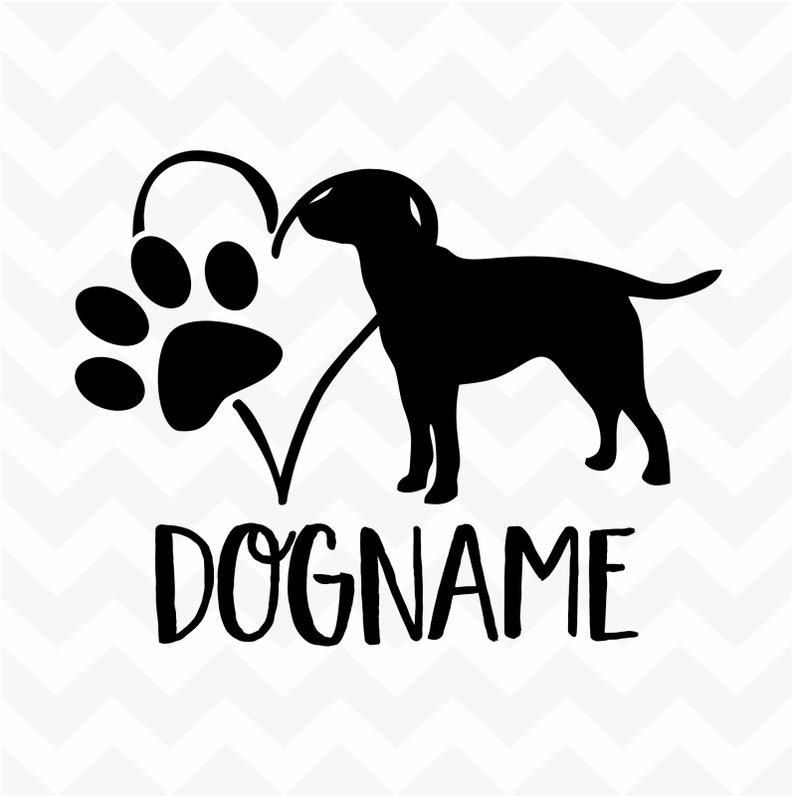 Dachshund Personalised Heart Dog Paw custom name vinyl sticker wall car