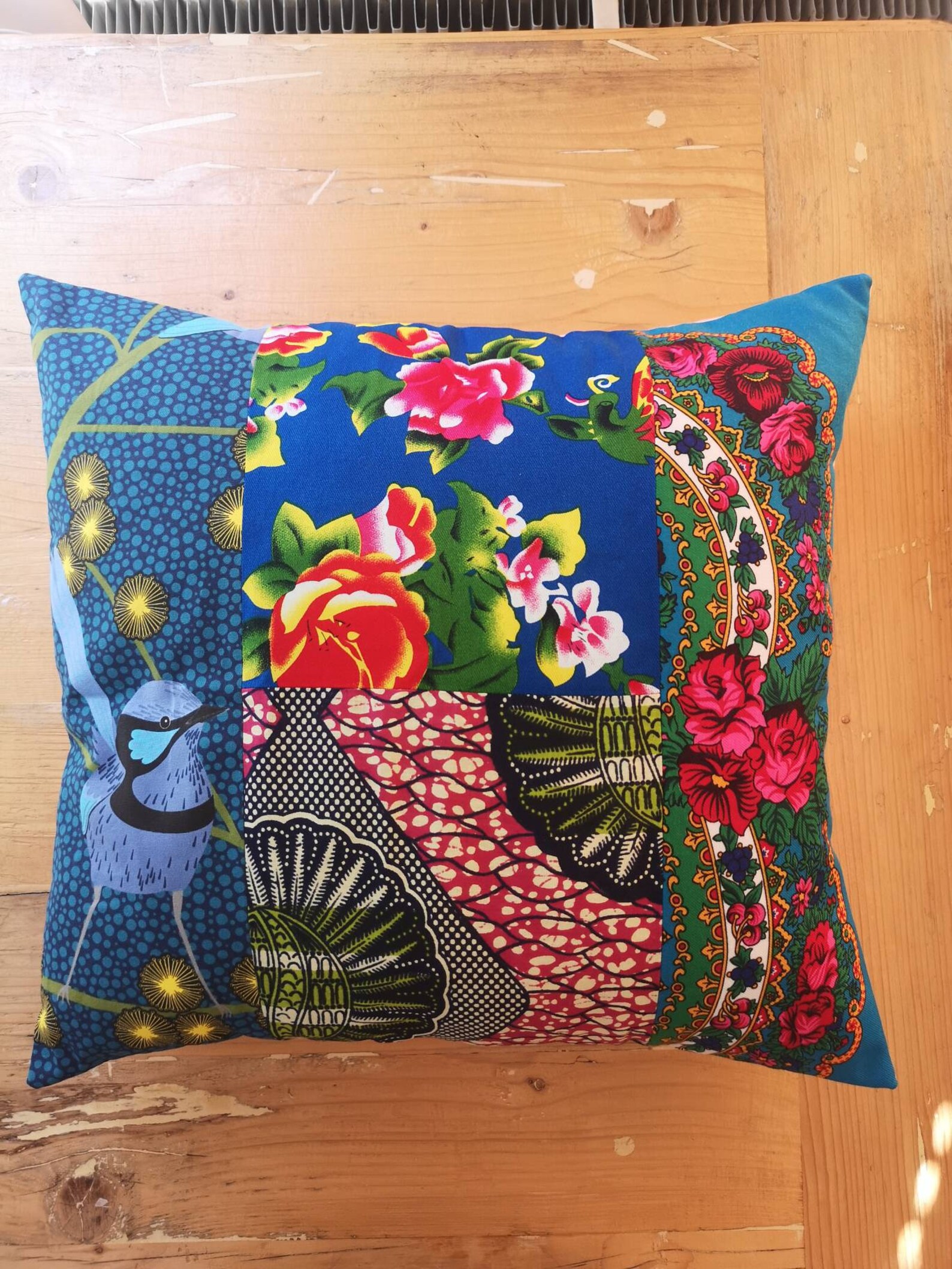 Hand made cushion cover made with upcycled pieces of fabric Etsy