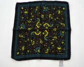 Pocket square by Gianni Versace. Made in Italy. Silk tie. Vintage '80s. Men accessory. Floral pattern. Silk handkerchief. Signed Hanky.