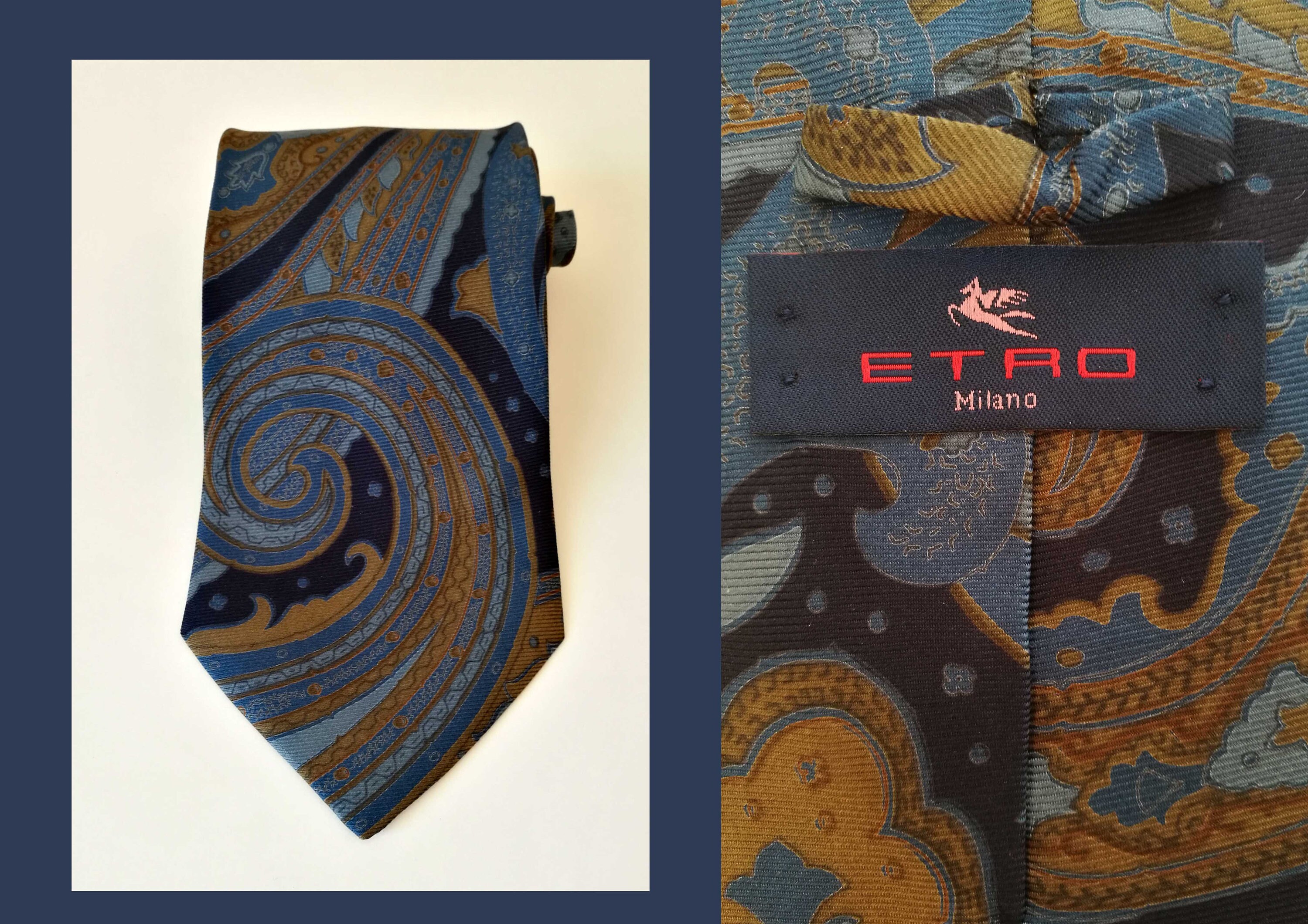 Tie Etro, Mailand. Reine ist Mann. Tabak-Motiv. Muster. Türkis Krawatte. Etro Kaschmir ein Vitantage Seide. Herren-Zubehör. Das und Floral anderer