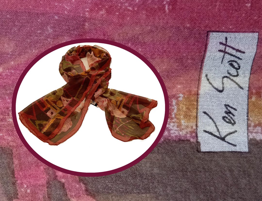 Sciarpa Ken Scott, seta Sciarpa vintage Motivo