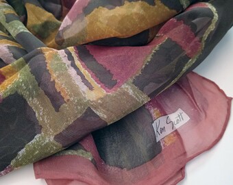 Foulard En Mousseline De Soie Ken Scott - Multicolore - Occasion - Écharpe Légère
