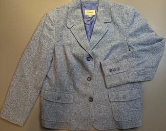 Blazer vintage L.L.Bean pour femme, taille XL, en laine mélangée, bleu clair