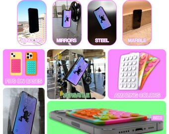 StickyGrippy Saug-Handy-Halterung, Silikon-Klebe-Telefon-Zubehör für iPhone und Android, Freisprech-Dusche-Handy-Halter, Tiktok Videos