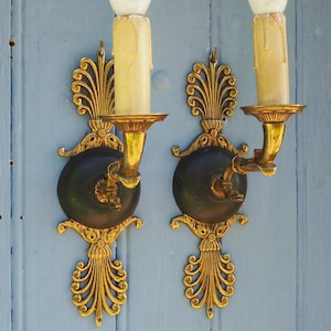 French Empire Snake Serpent Wall Sconces – Ornate Bronze Gold Neoclassical Lighting (Set of 2) 2ND SET