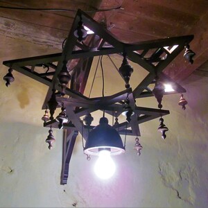 Vintage synagogue star of David Jewish light fitting for wall or column mount