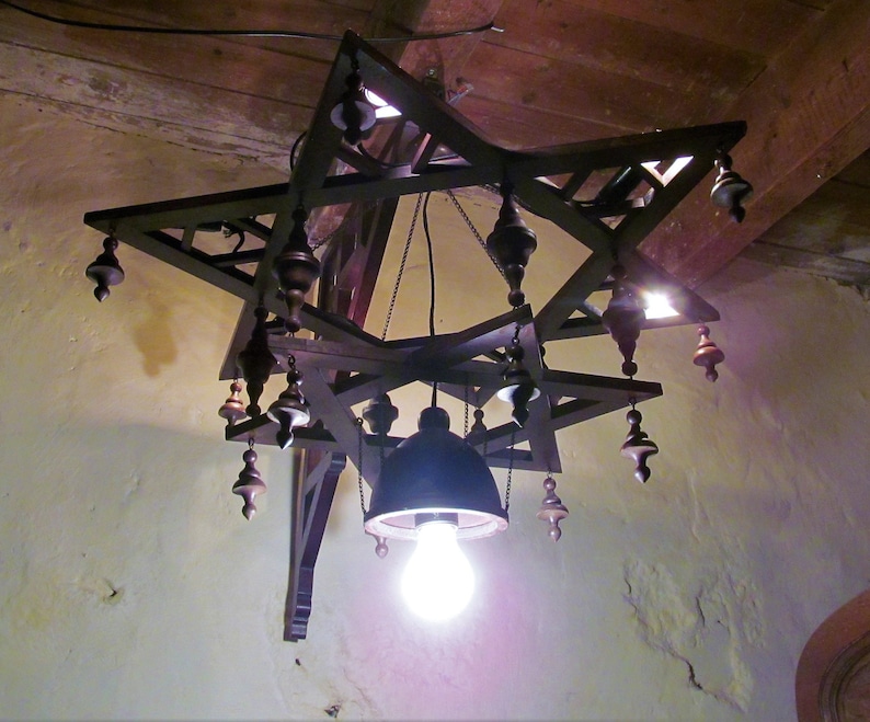 Vintage synagogue star of David Jewish light fitting for wall or column mount