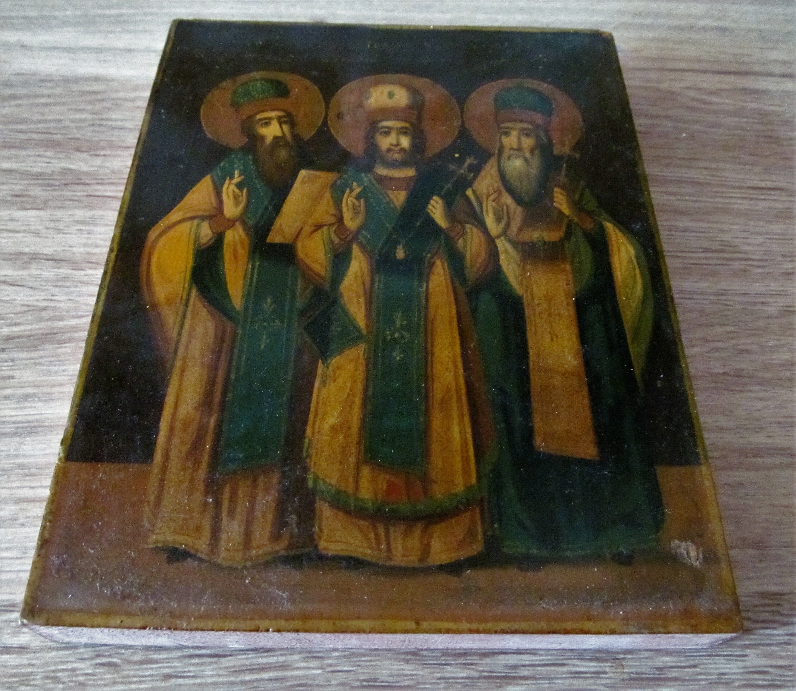 Antique Russian Orthodox Icon, 3 Saints, 1890s Wood Panel - Etsy