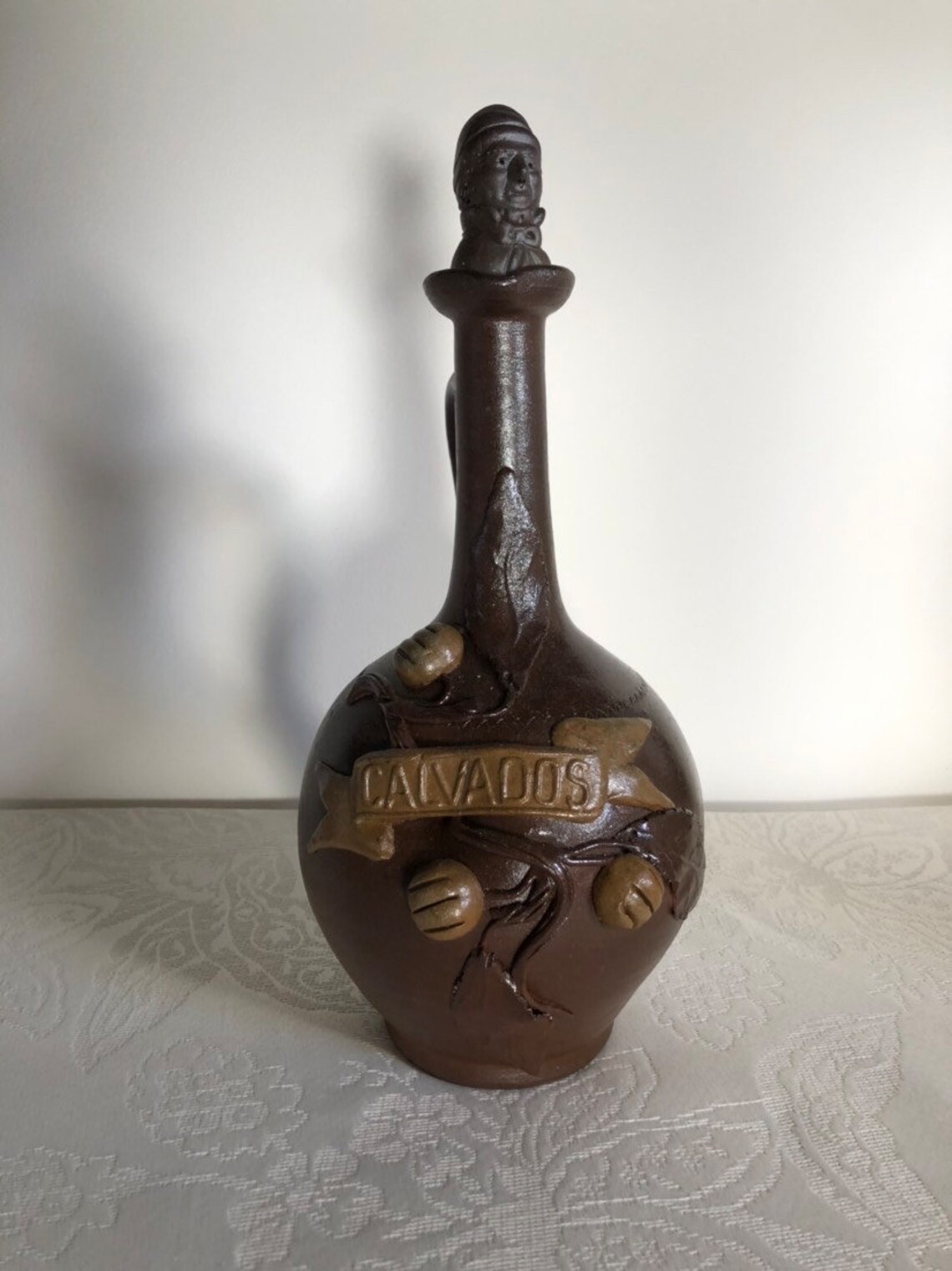 Vintage French Stoneware Calvados Jug With a Carved Stopper - Etsy