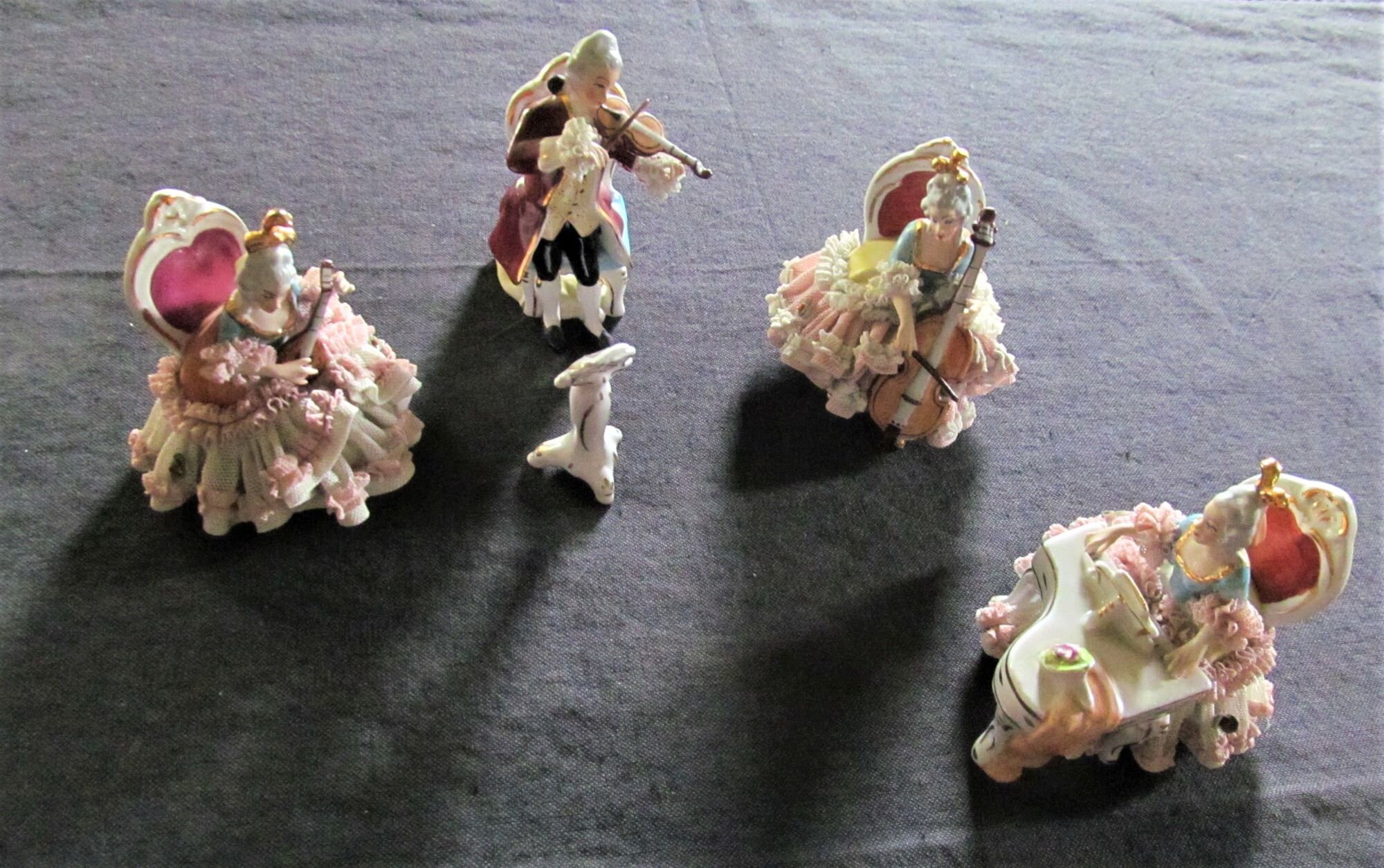 Germany Dresden Art Lace Figurines Imaginary Orchestra Set