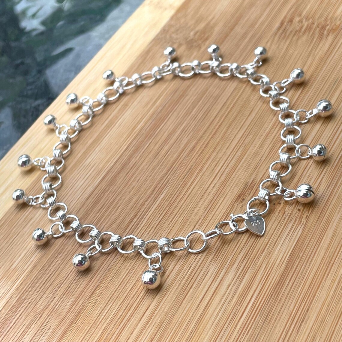 Sterling Silver Bell Anklet Bell Charm Anklet Belly Dancer Etsy