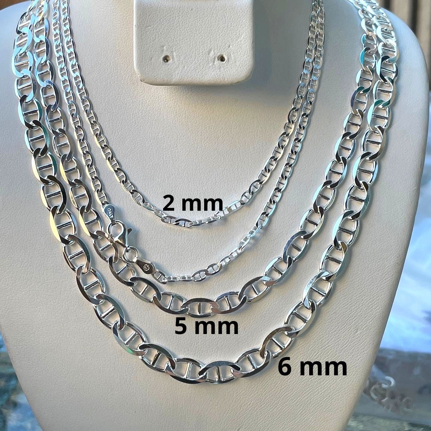 Collana Girocollo In Argento 925 Mariner Chain Oro 2mm TOP LINE JEWELRY