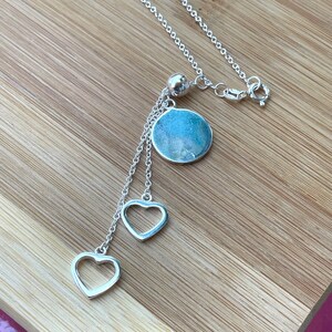 Sterling Silver Drop Necklace, Heart Drop Necklace, Double Heart Necklace, Minimalist Necklace, Heart Pendant Necklace, Gift for Wife