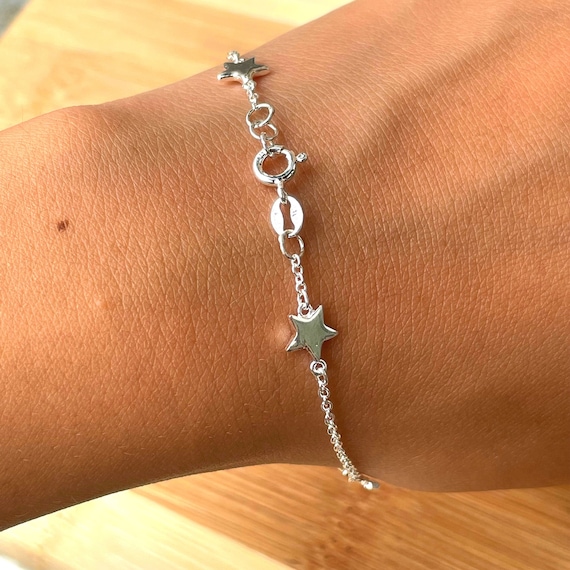 Sterling Silver Star Bracelet Celestial Bracelet for Women | Etsy