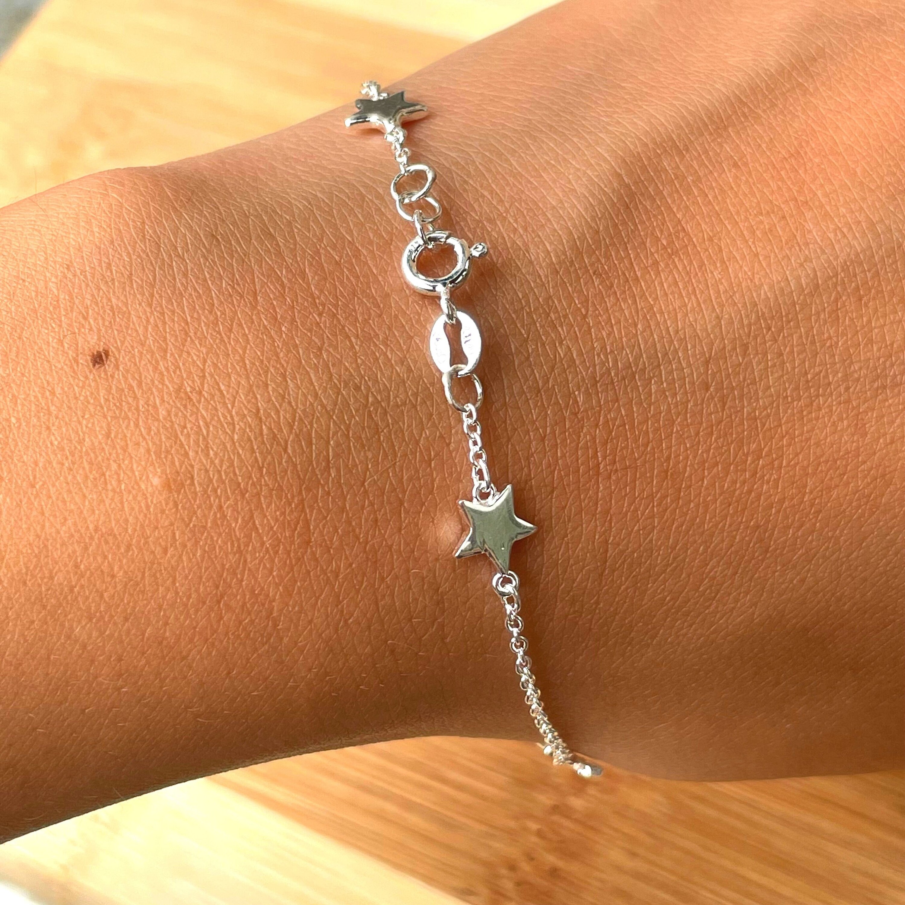 Sterling Silver Star Bracelet, Celestial Bracelet for Women