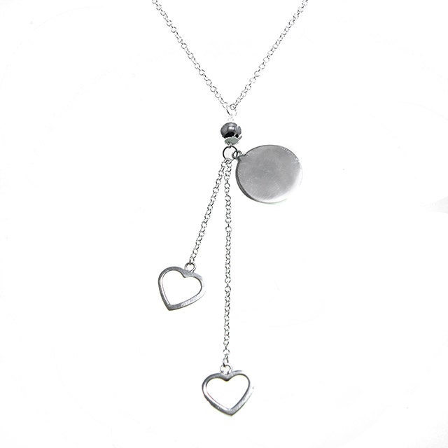 Sterling Silver Drop Necklace Heart Drop Necklace Double Etsy