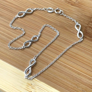 Sterling Silver Infinity Anklet, Ankle Bracelet for Women, Dainty Anklet, Layered Anklet, Minimalist Anklet, Infinity Jewelry, Birthday Gift