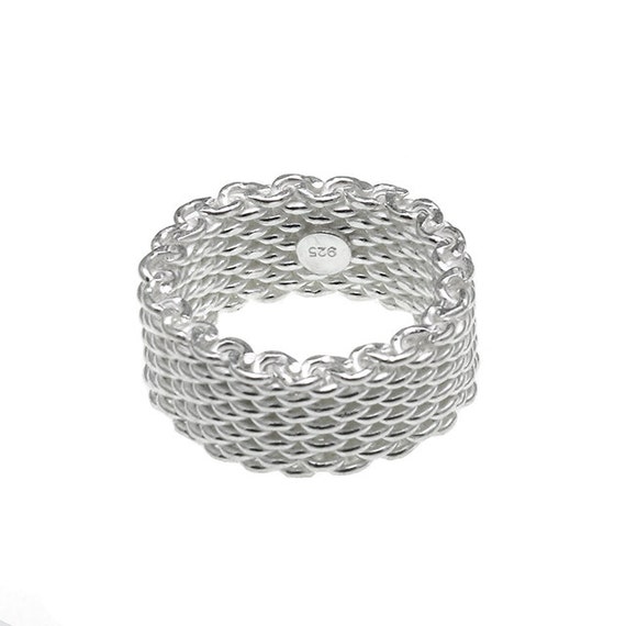 Details about   Handmade Wide Flexible Mesh Band Sterling Ring Sizes 4.5 to 9.25 CLOSEOUT PRICED