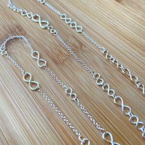 Sterling Silver Station Necklace, Infinity Chain, Infinity Symbol Necklace Various Length, Layered Necklace, Minimalist Necklace, Gift Idea
