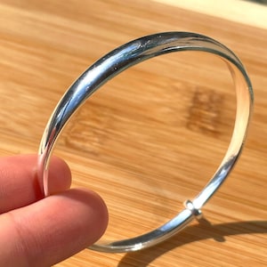 Pure Silver Adjustable Bracelet, 999 Silver Bangle, Solid Silver Bangle Bracelet Women, Mother&#39;s Day Gift, Stackable Bangle, Plain Bangle