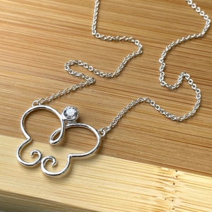 Butterfly Pendant Necklace, Sterling Silver Butterfly Necklace, Cubic Zirconia, Nature Jewelry, Garden Necklace, Christmas Gift, Birthday