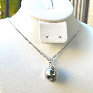 Silver Ball Necklace Charm, Sterling Silver Pendant Necklace, Ball Bead Necklace, Dainty Necklace, Layering Necklace, Birthday Gift for Her