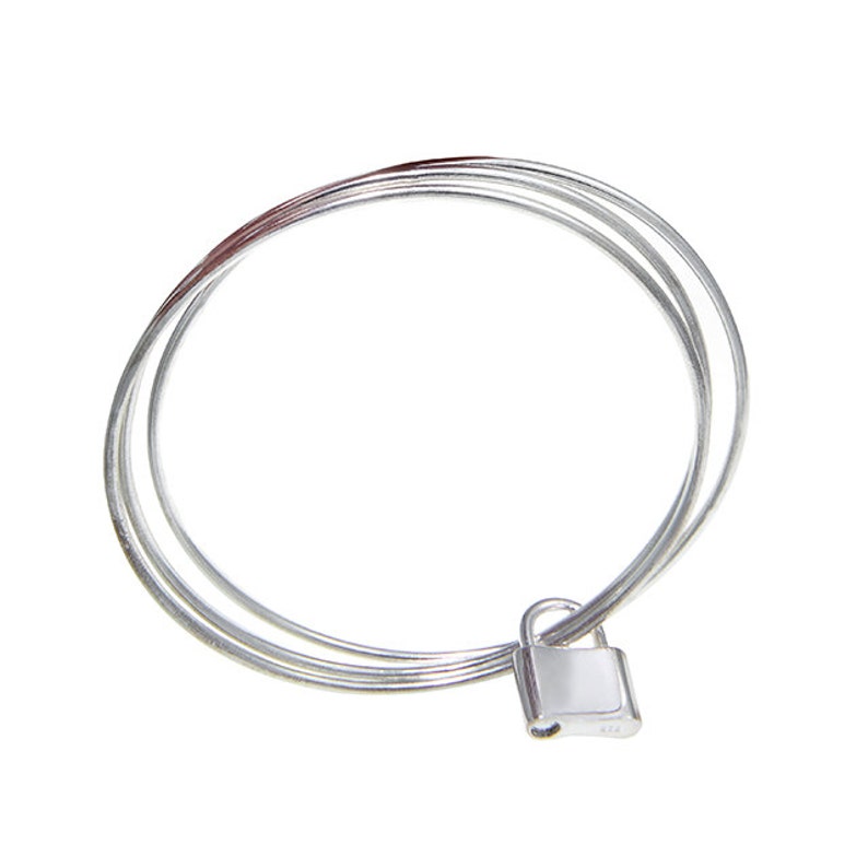 Sterling Silver Trinity Lock The Love Bangle Bracelet 7.5 inches