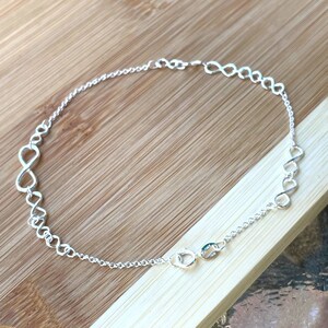 Sterling Silver Infinity Anklet, Ankle Bracelet for Women 10 Inches, Dainty Anklet, Bridesmaid&#39;s Gift, Gift for Wife, Minimalist Anklet