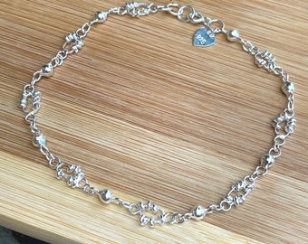 Sterling Silver Boho Anklet, Ankle Bracelet Sterling Silver, Hippie Anklet for Women, Adjustable Anklet, Summer Anklet, Beach Jewel, Dainty