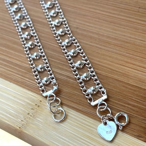 Sterling Silver Ankle Bracelet for Women 10 Inches, Boho Anklet, Hippie Anklet, Bohemian Anklet, Silver Chain Anklet, Summer Jewelry, Gift